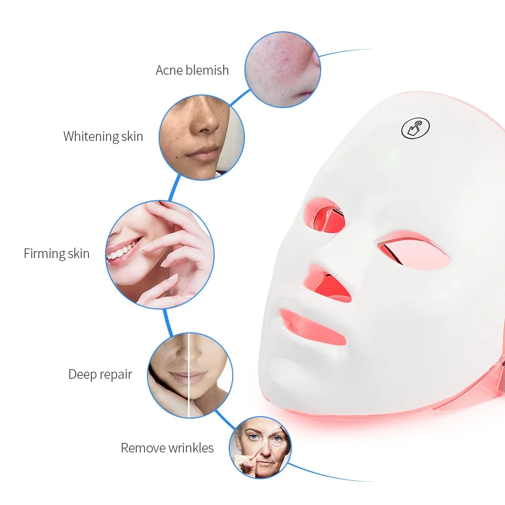 LED Facial Mask – 7 Color Light Therapy for Skin Rejuvenation & Anti-Aging