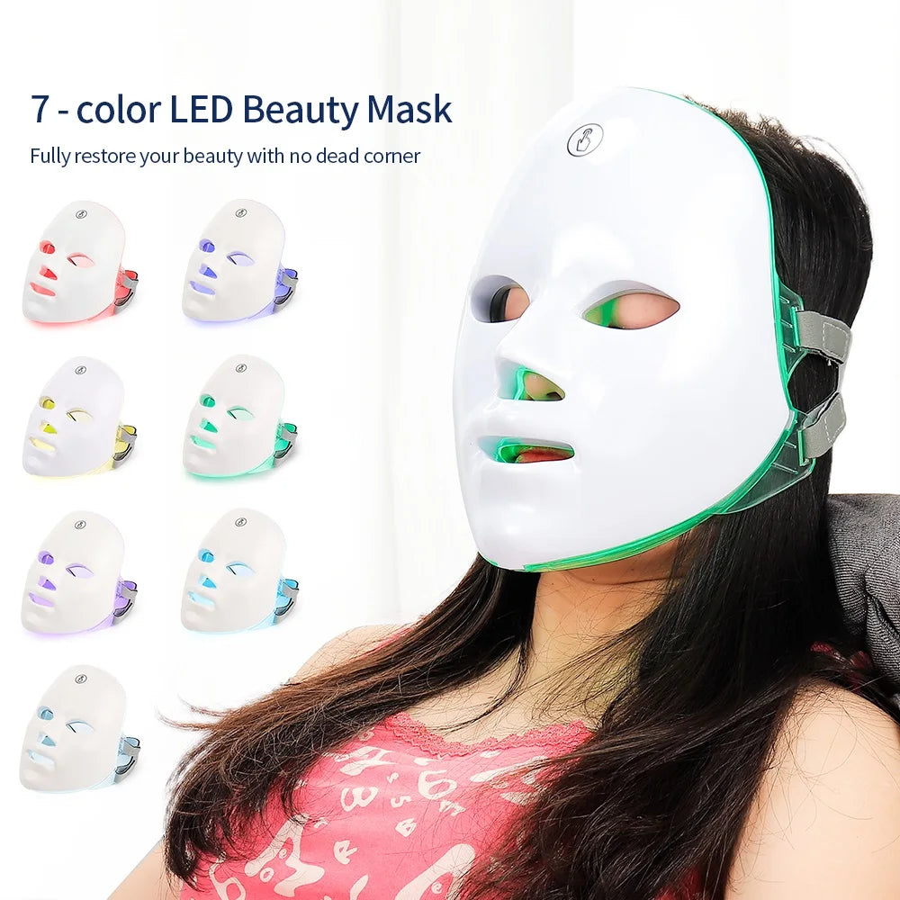 LED Facial Mask – 7 Color Light Therapy for Skin Rejuvenation & Anti-Aging