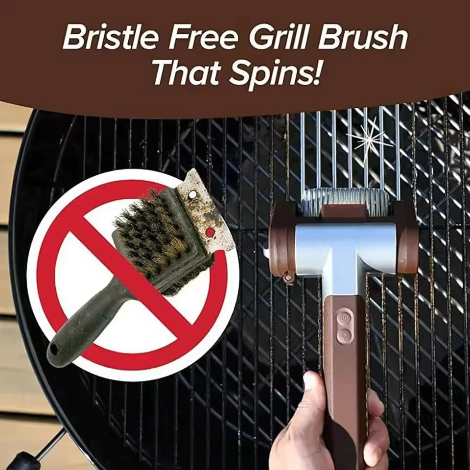 Electric Roller Grill Brush – Rechargeable BBQ Cleaner