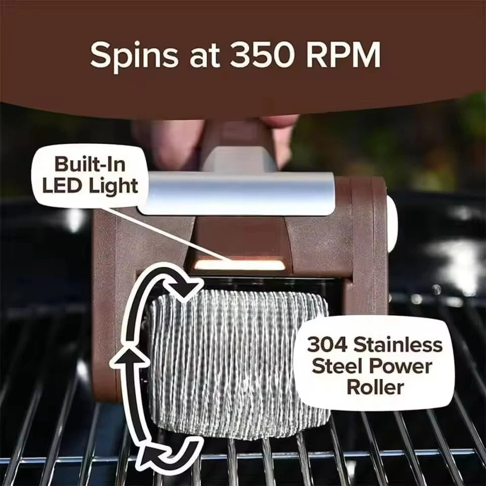 Electric Roller Grill Brush – Rechargeable BBQ Cleaner