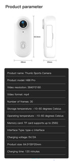 Mini 4K Action Camera – Waterproof Body Cam with WiFi & Night Vision