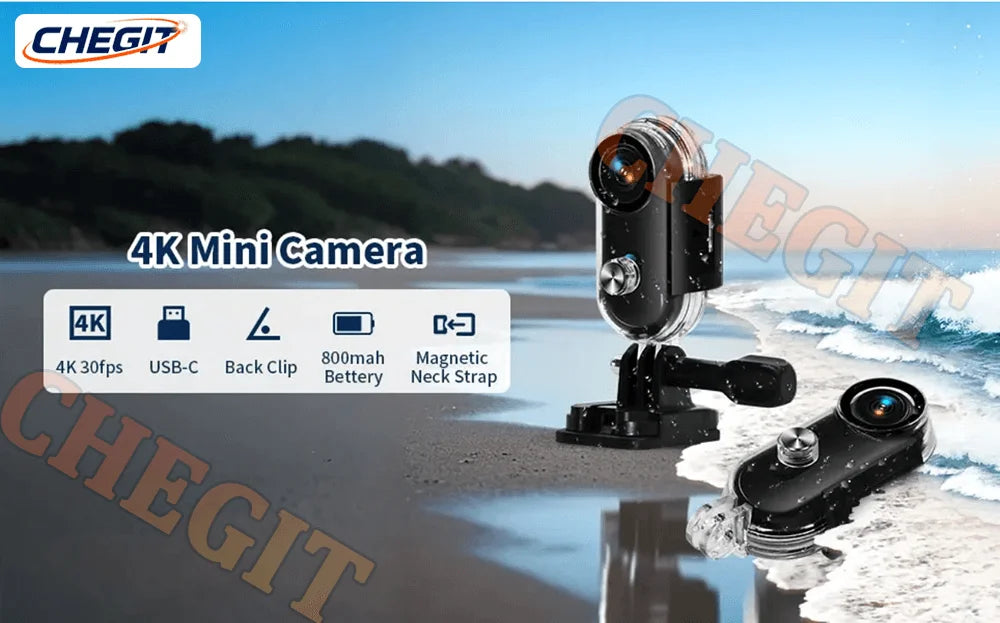 Mini 4K Action Camera – Waterproof Body Cam with WiFi & Night Vision